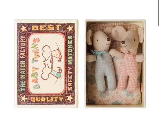 Maileg Twins, Baby mice in matchbox - Checker