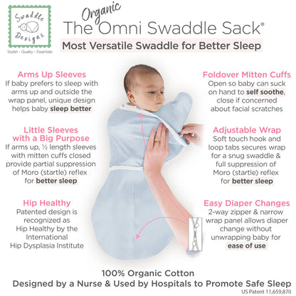 Organic Omni Swaddle Sack, Soft Blue