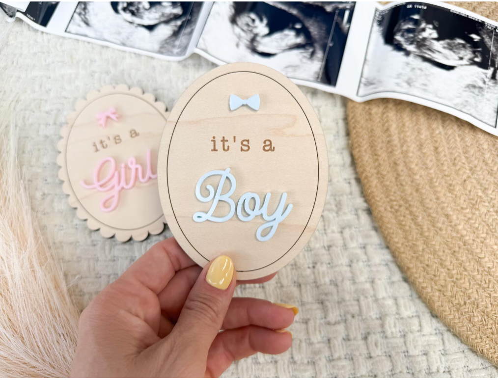 Baby Gender Reveal and Stats Sign