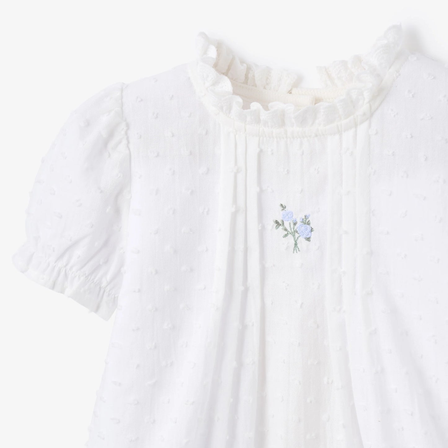 Elegant Baby SWISS DOT PINTUCKED BUBBLE W/ ROSE EMBROIDERY