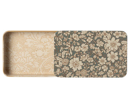 Metal box w. sliding lid, Blossom - Blue