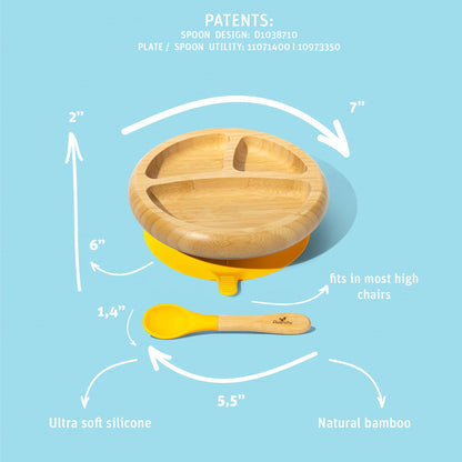 Baby Divided Plate + Spoon | Bamboo & Silicone: Green