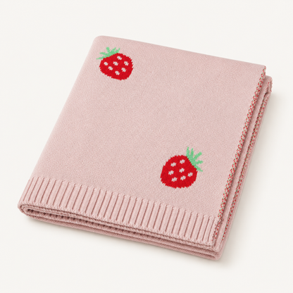 Strawberry - Organic Cotton Jacquard Baby Blanket: One Size