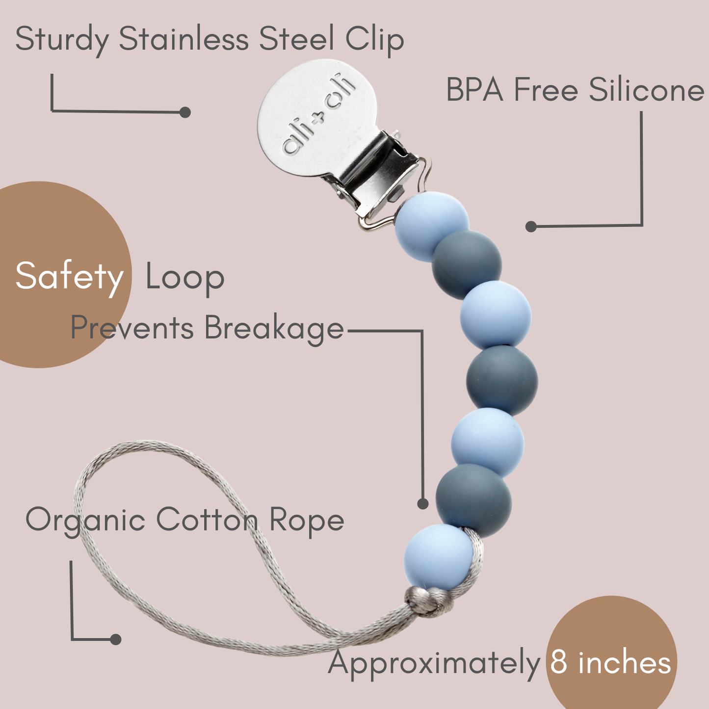 Ali+Oli Silicone Pacifier Clip