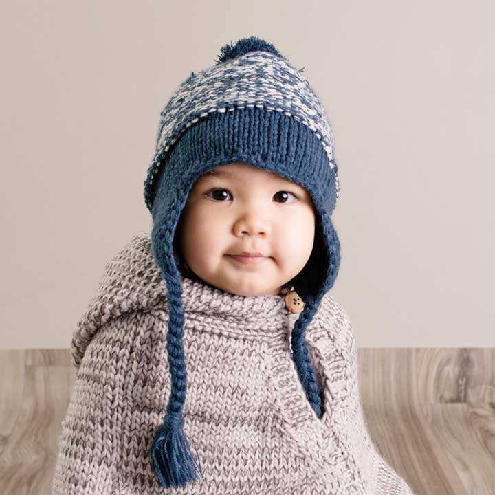 Marled Atlantic Blue Earflap Beanie Hat