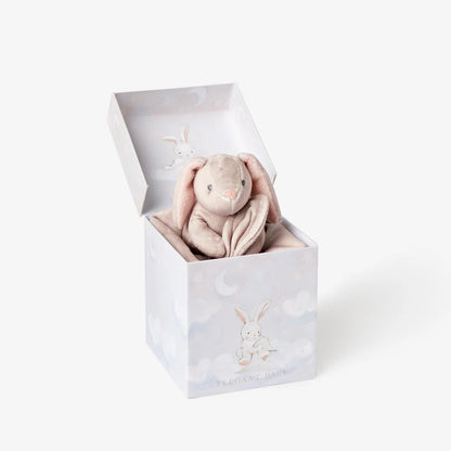 TAUPE LOVIE BUNNY SECURITY BLANKIE W/ GIFT BOX