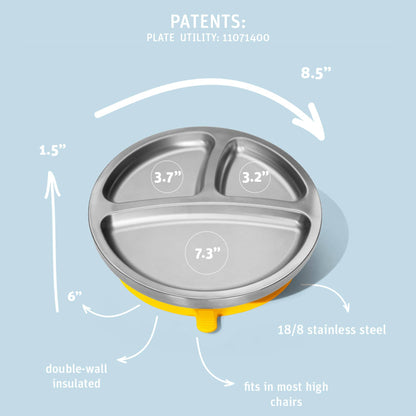 Baby Round Divided Plate | Stainless Steel & Silicone: Pink
