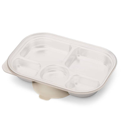 Grosmimi Stainless Steel Food Tray with 5 Compartment: Knotted with suction