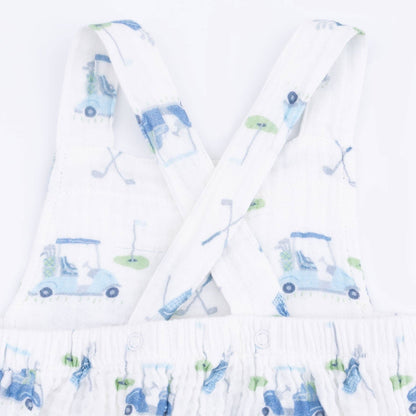 Baby Golf Carts Blue Retro Sunsuit
