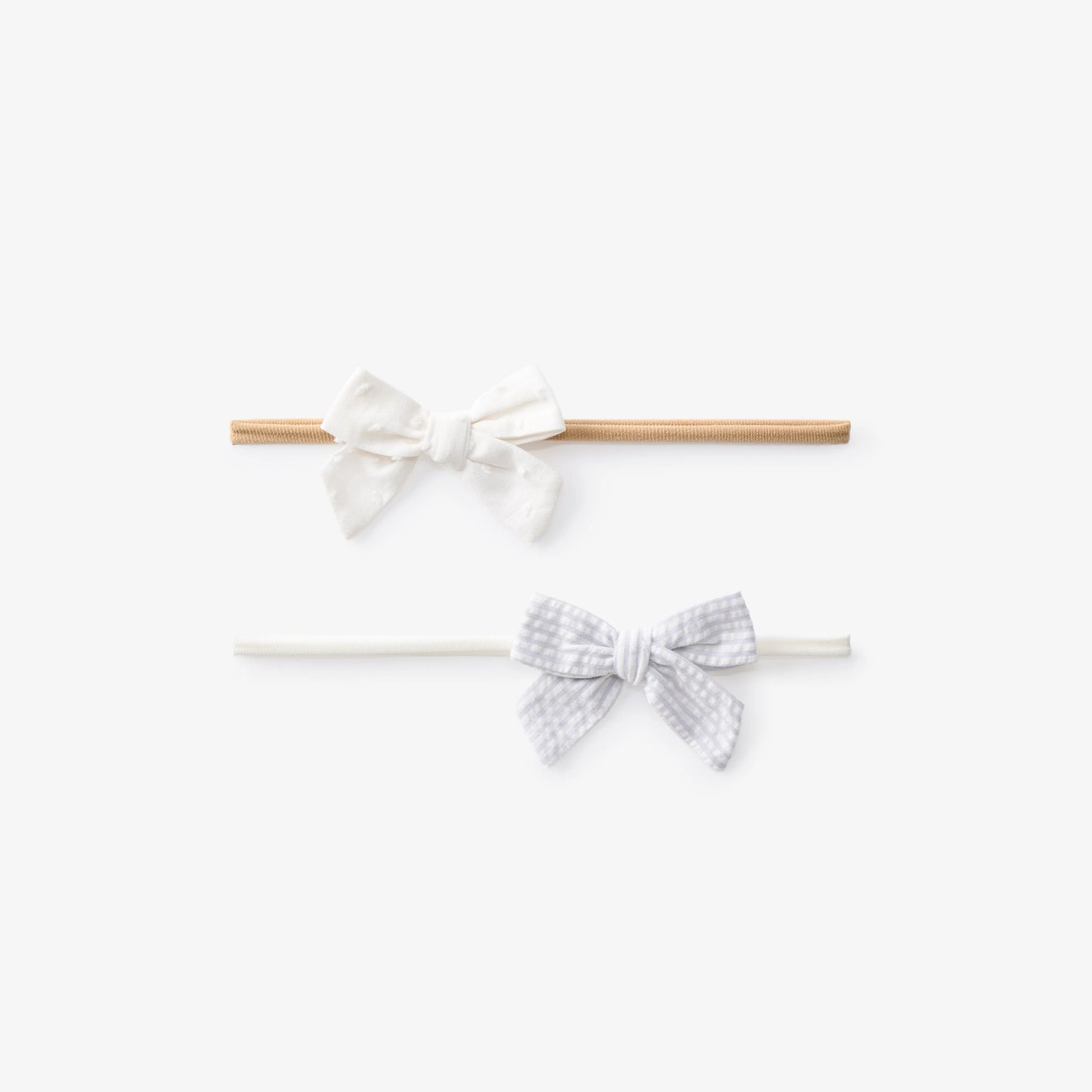BLUE SEERSUCKER/WHITE SWISS DOT HEADBAND SET