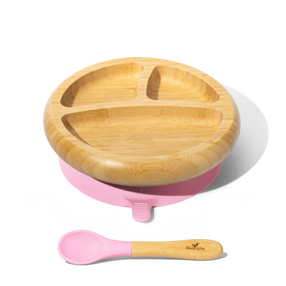 Baby Divided Plate + Spoon | Bamboo & Silicone: Blue