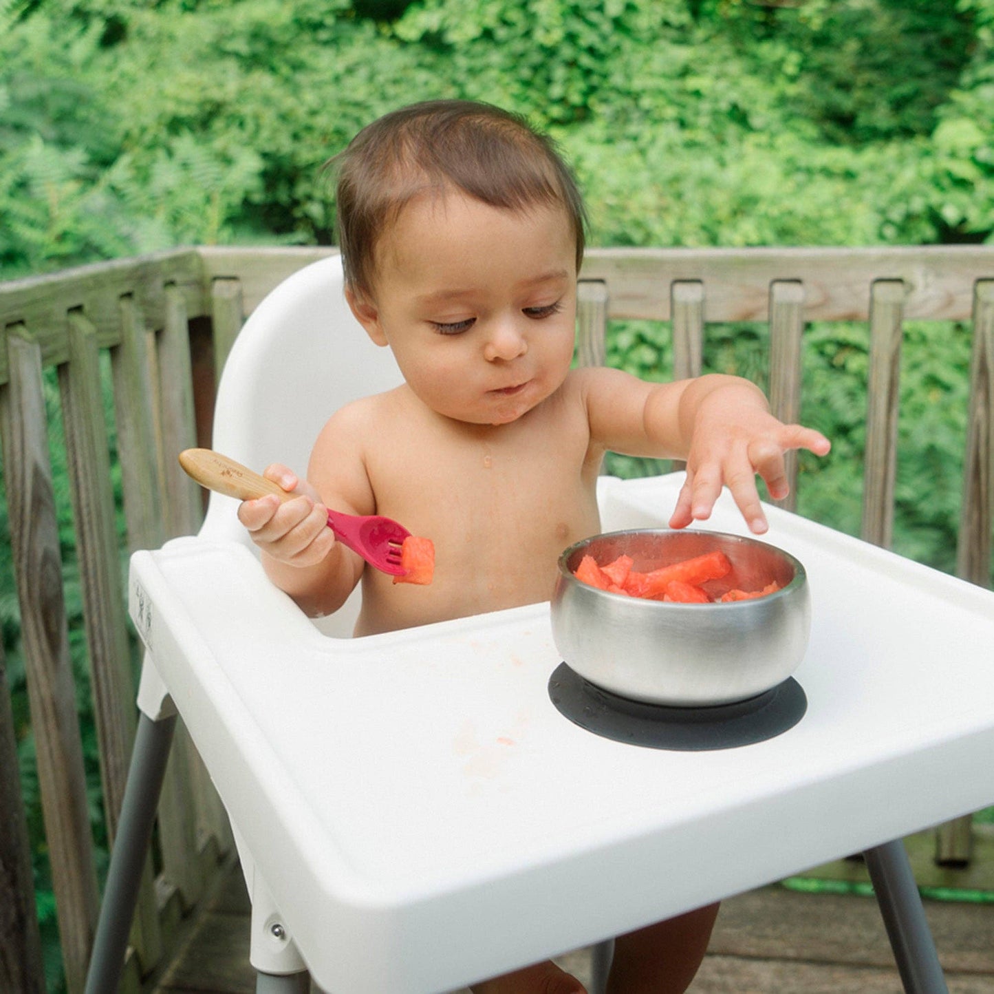 Baby Bowl + Storage Lid | Stainless Steel & Silicone: Green