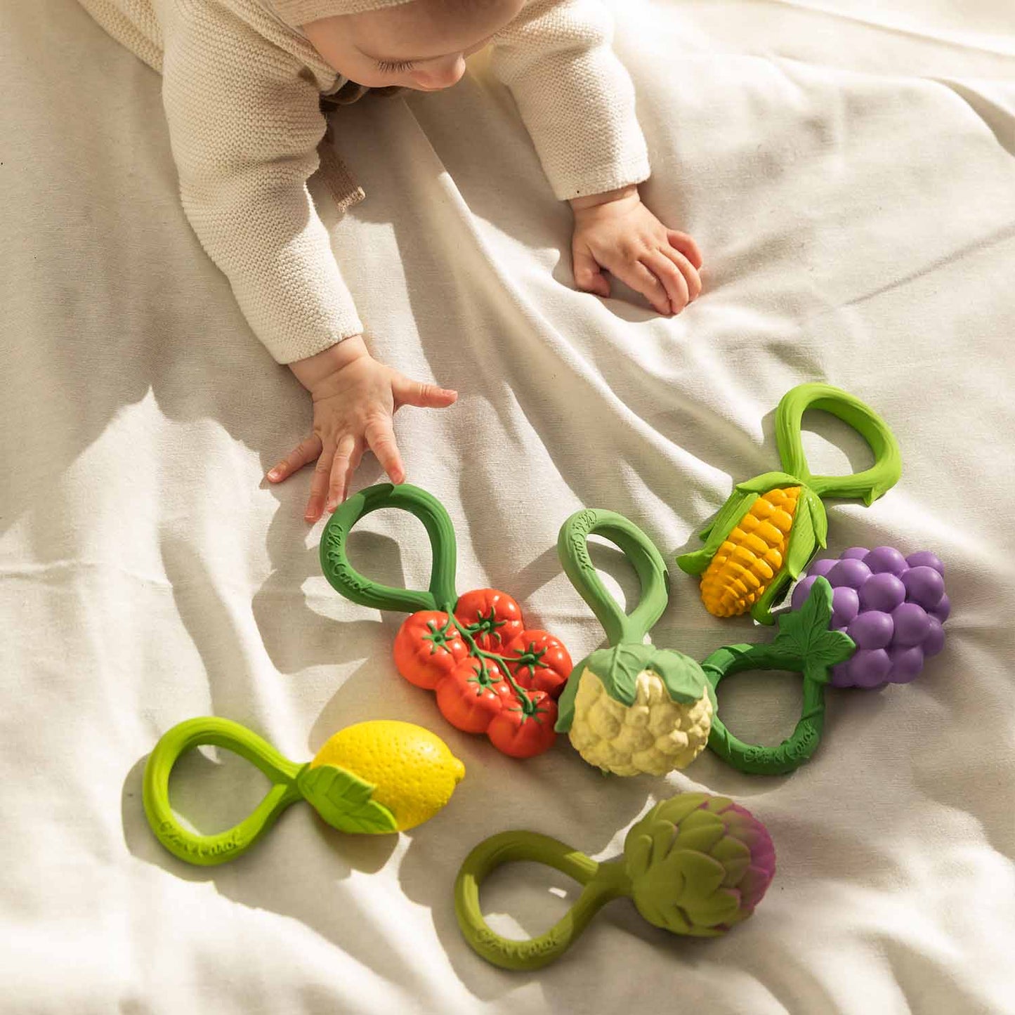 Lemon  2 in 1 Natural Rubber Teething & Rattle Toy