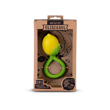 Lemon  2 in 1 Natural Rubber Teething & Rattle Toy