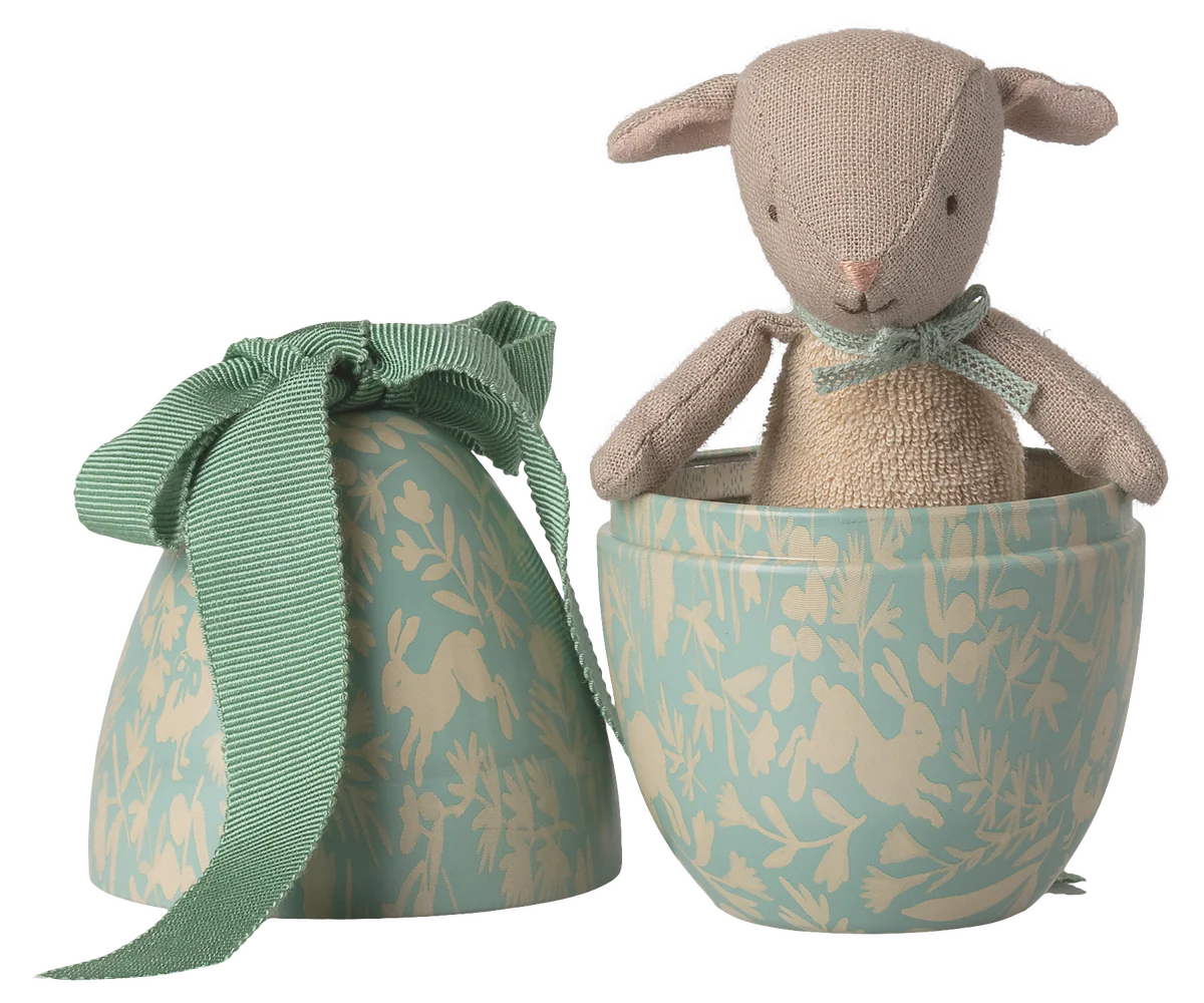 Easter egg with micro lamb, Small - Dusty mint