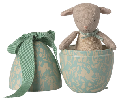Easter egg with micro lamb, Small - Dusty mint