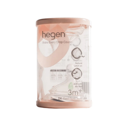 HEGEN NIPPLE MEDIUM FLOW, 2-PACK (3 TO 6 MONTHS)