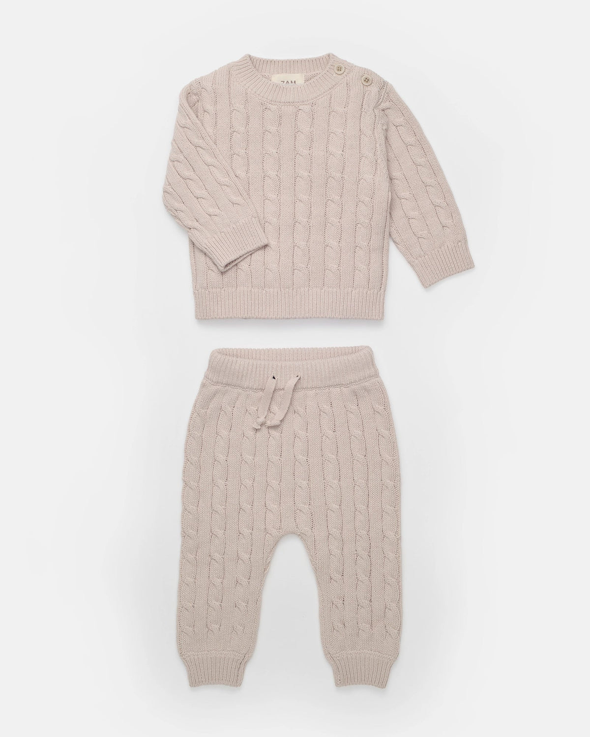Cable Cotton Knit Set Wheat