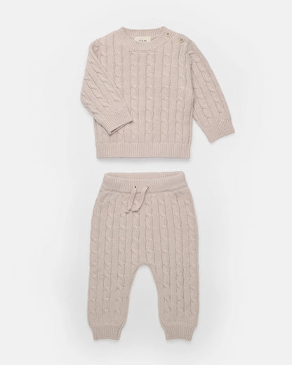 Cable Cotton Knit Set Wheat