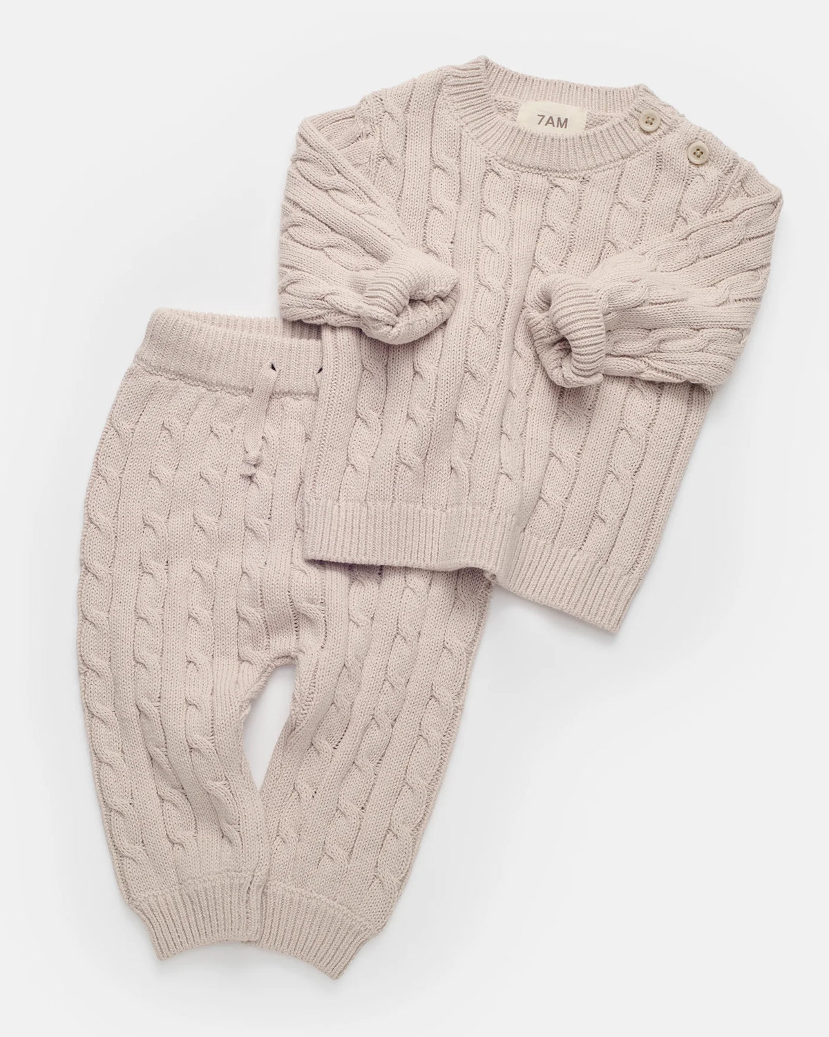 Cable Cotton Knit Set Wheat