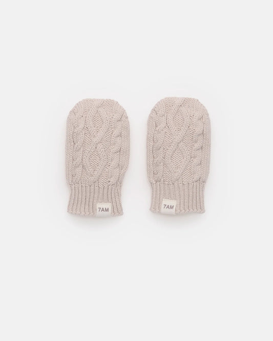 Cable Cotton Knit Mittens Wheat