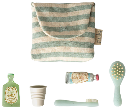 Tooth brush set in bag, Mouse - Blue stripe