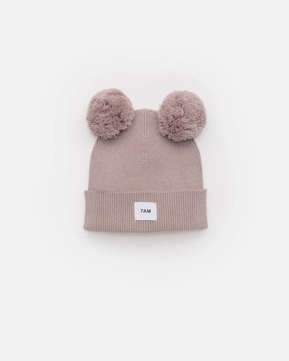 7AM Pom Pom Beanie Ash Rose