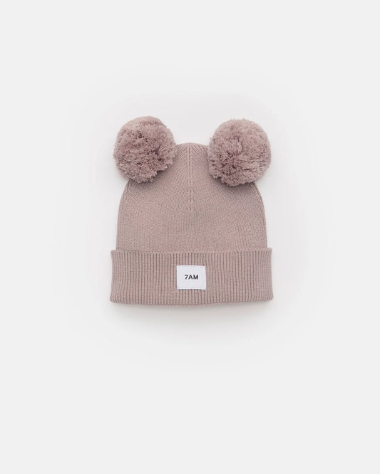 7AM Pom Pom Beanie Ash Rose