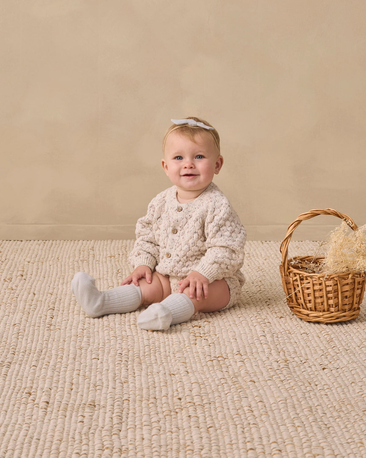 Quincy Mae Bubble Knit Cardigan || Natural Confetti