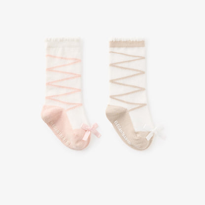 BALLET KNEE-HIGH NON SLIP BABY SOCKS 2 PACK