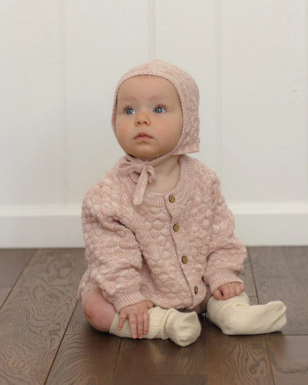 Quincy Mae Bubble Knit Cardigan || Dusty Rose Speckle