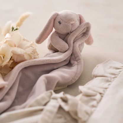TAUPE LOVIE BUNNY SECURITY BLANKIE W/ GIFT BOX
