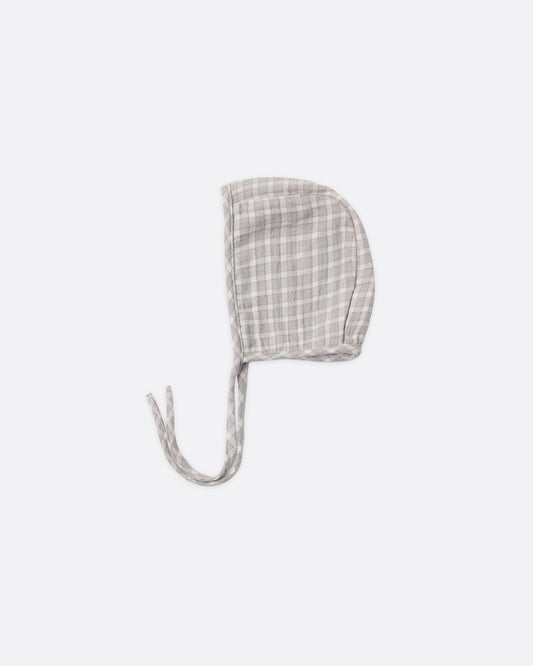 Quincy Mae Woven Baby Bonnet || Blue Gingham