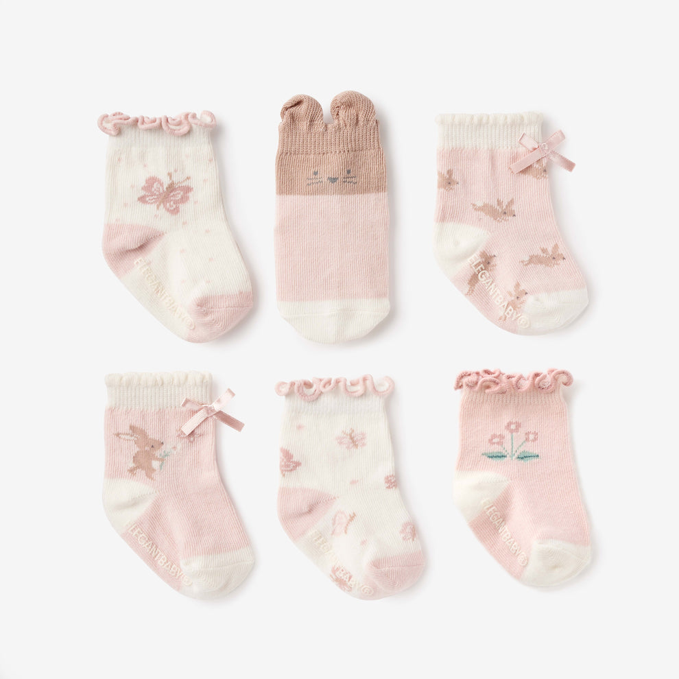 GARDEN PICNIC NON SLIP BABY SOCKS 6PK