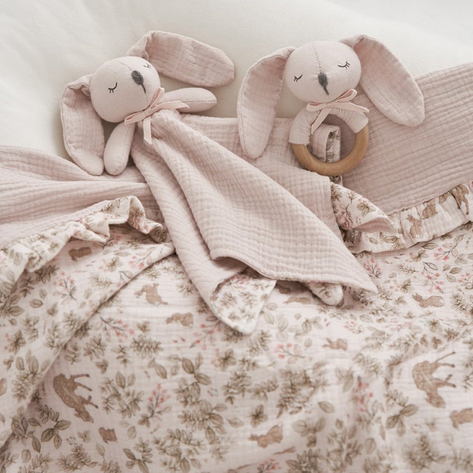 BLUSH BUNNY WOODEN BABY RATTLE