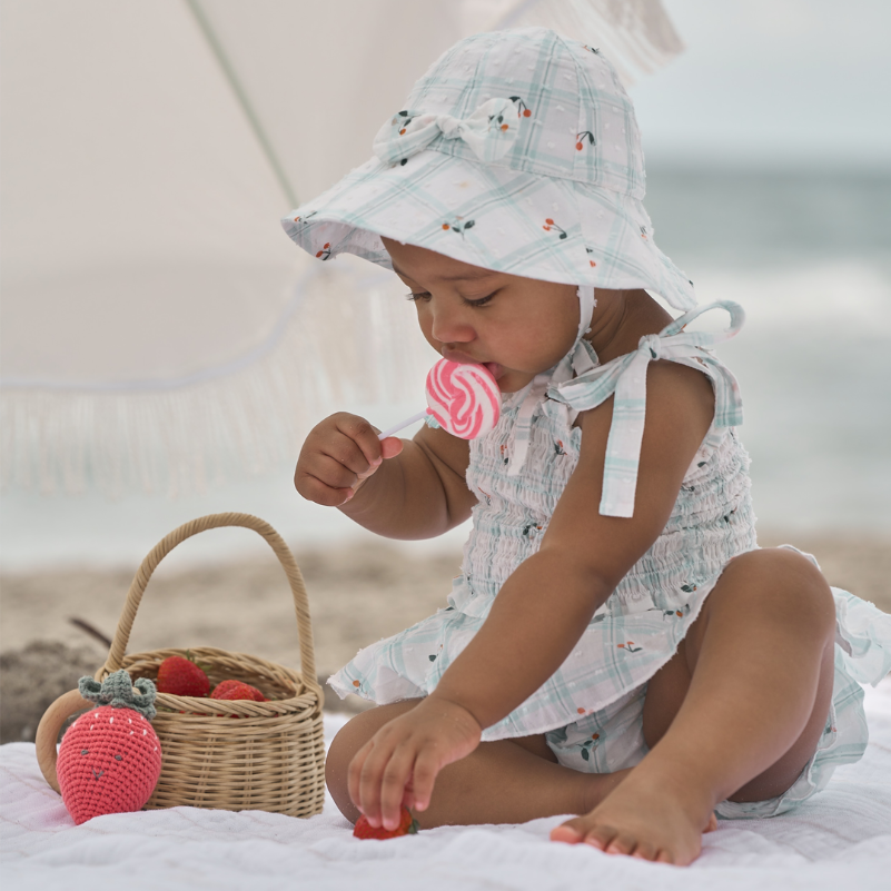 STRAWBERRY PICNIC SMOCKED TIE TOP W/ BLOOMER