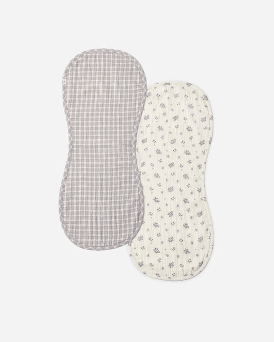 Quincy Mae Burp Cloth 2-Pack Winter Berry, Blue Gingham
