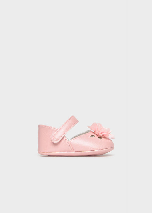 Newborn Girl Flower Pink Mary Janes 9091