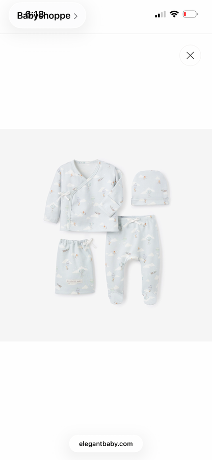 ELEGANT BABY UP & AWAY DOUBLE LAYERED COTTON LAYETTE SET