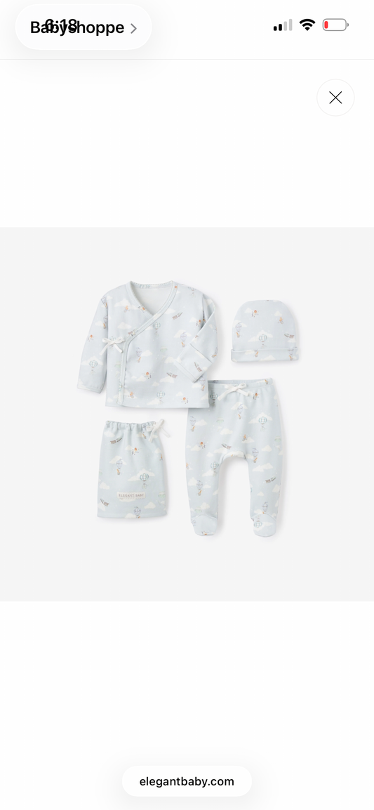 ELEGANT BABY UP & AWAY DOUBLE LAYERED COTTON LAYETTE SET