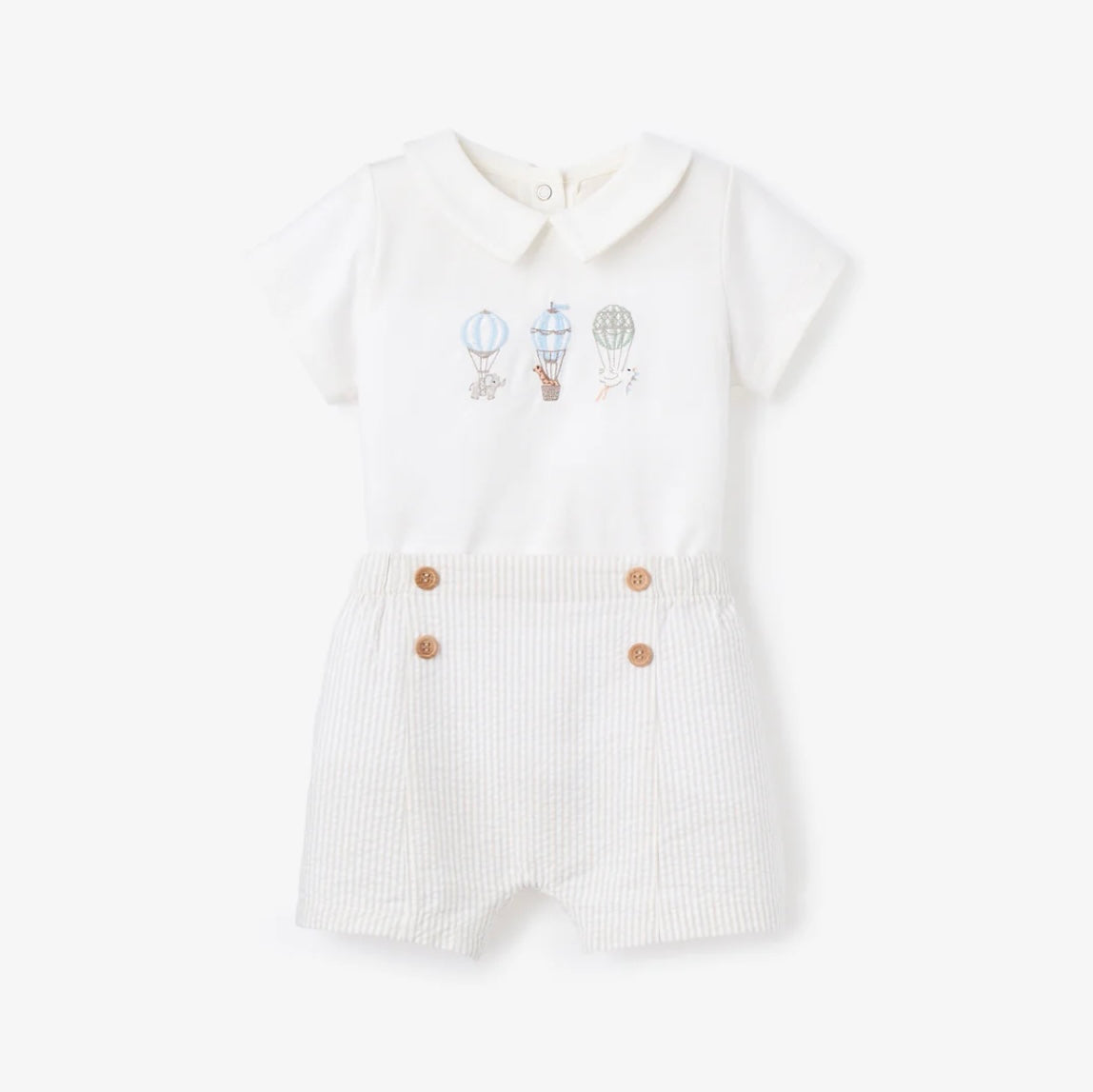 UP & AWAY EMBROIDERED BODYSUIT & SEERSUCKER SHORT SET