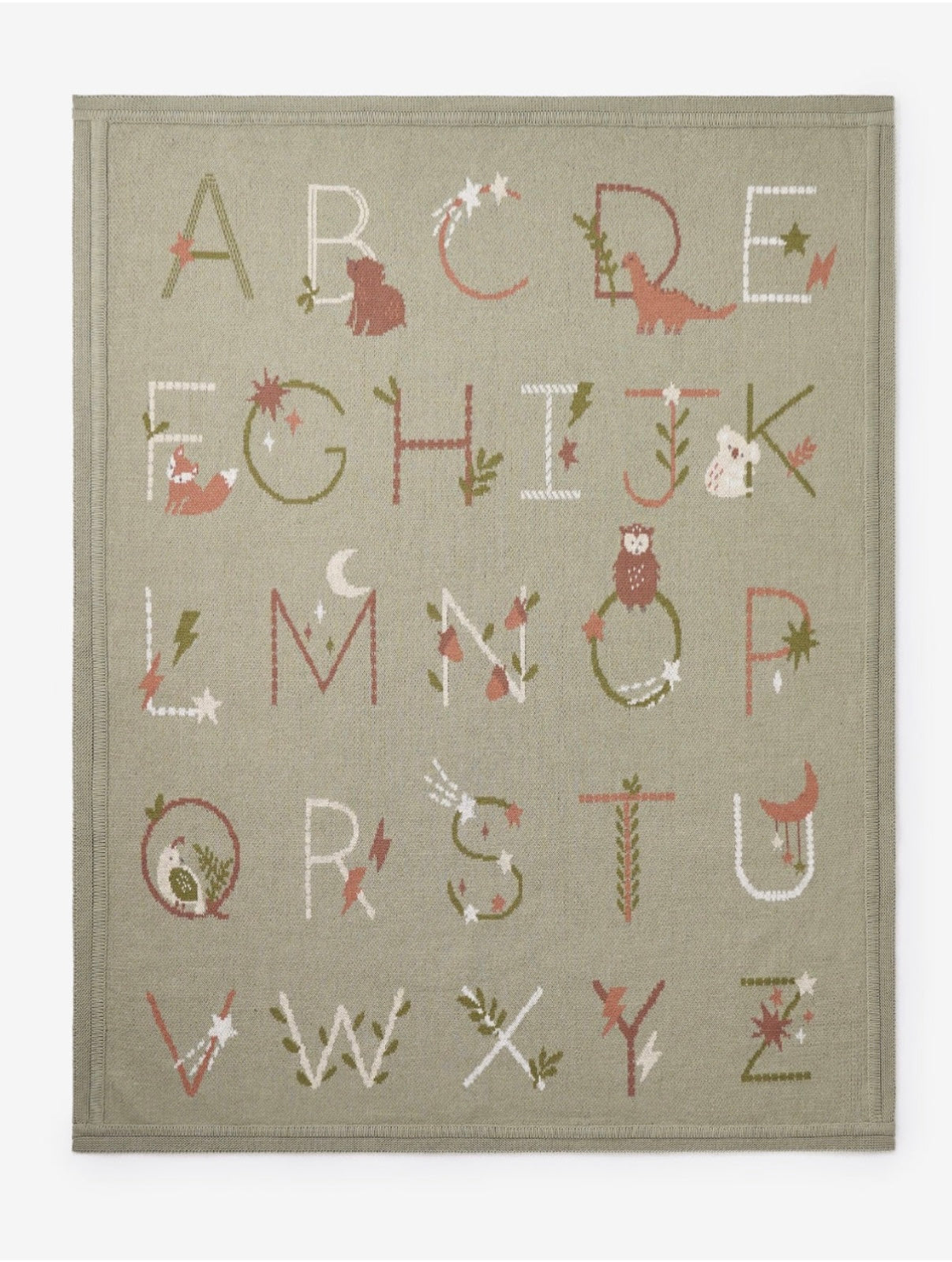 WHEAT ALPHABET BASICS KNIT BABY BLANKET