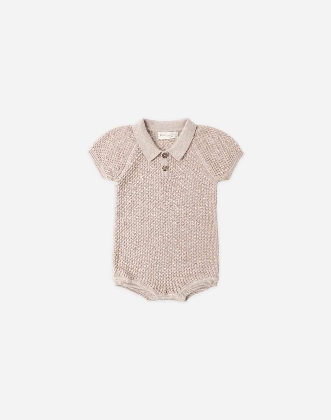 Knit Polo Romper Heathered Latte