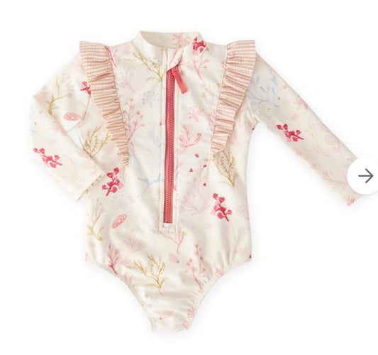 Swim Long Sleeve Ruffle One-Piece