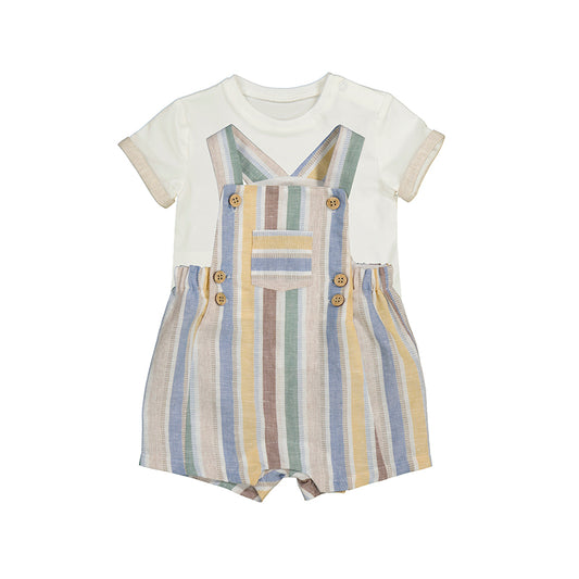 Newborn Dungaree and Linen T-Shirt Set