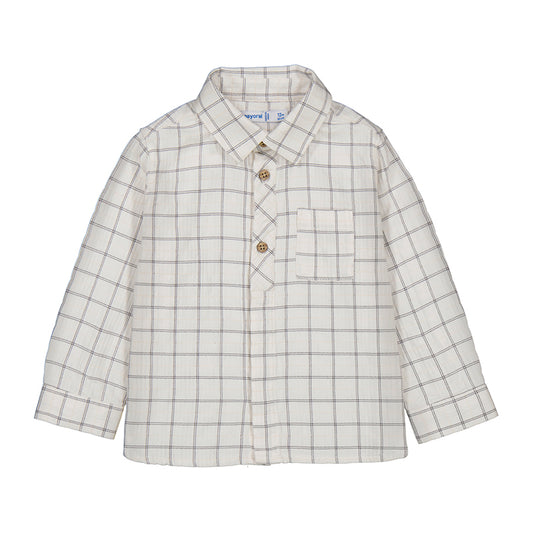 L/s checked viscose shirt