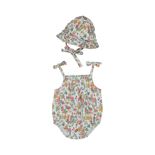 Newborn Floral Dungaree with Hat