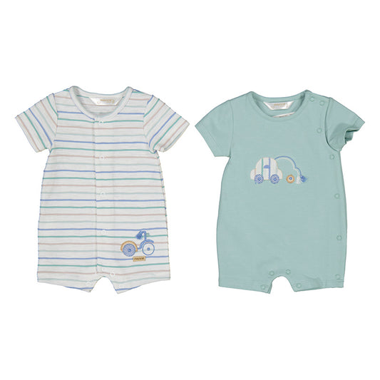 Set of 2 short rompers-jade