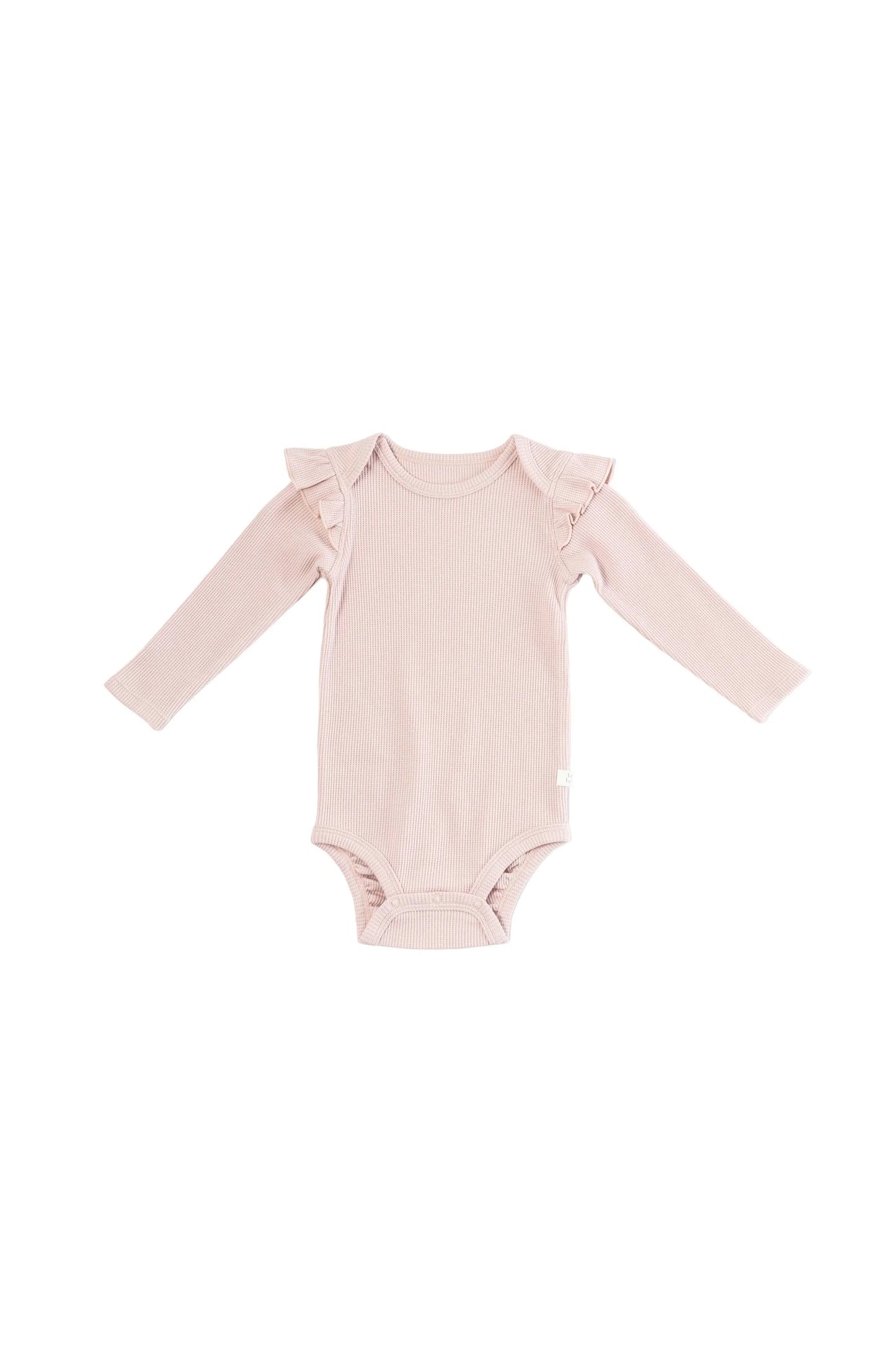 Waffle Long Sleeve Bodysuit - Blush Pink