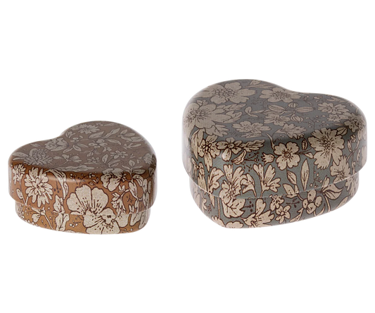 Metal Heart Box - 2 PCS Blue Bloosom